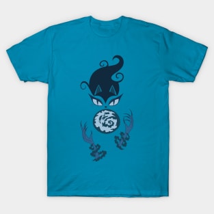 Witchy Kitty Crystal Ball Blue T-Shirt